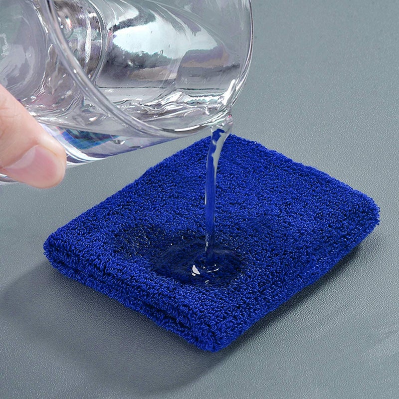 Bememo Striped Sweatbands Set - 2 Sports Headbands and 4 Wristbands for Men and Women (Blue, 6 Pieces) - Image 5